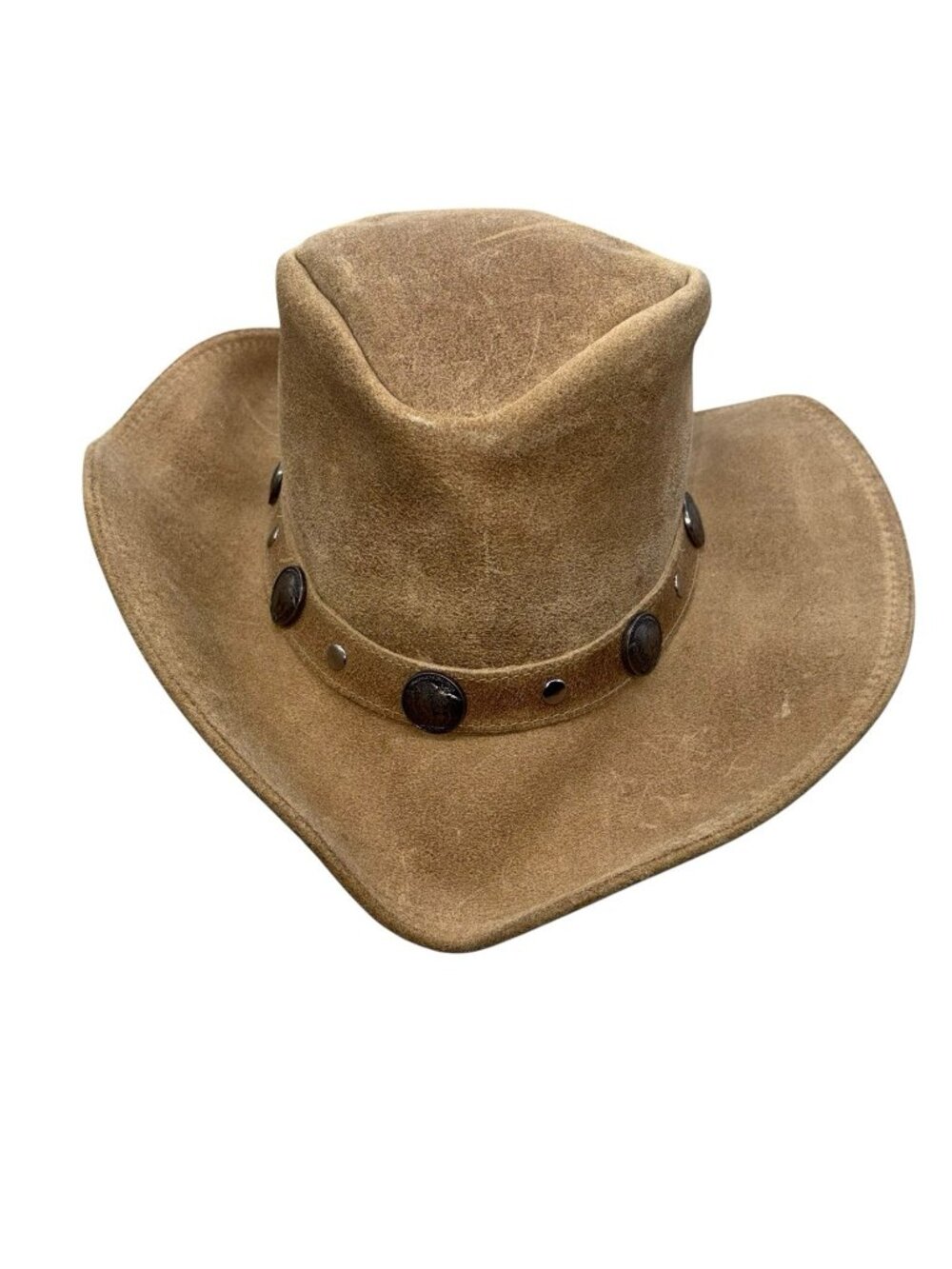 Minnetonka Western Cowboy Hat Men’s Size M Suede Leather Riding Studded EUC